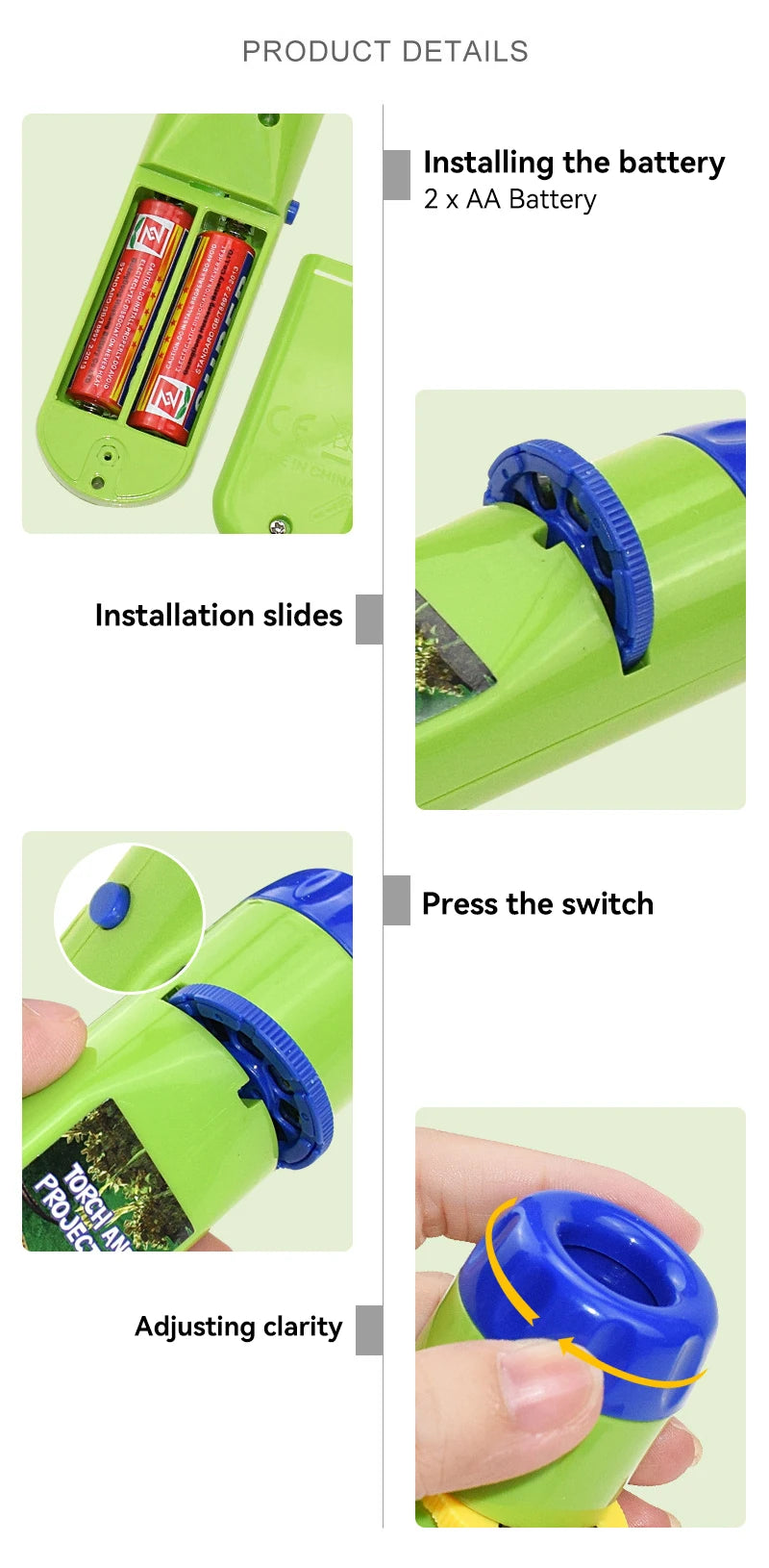 Children's Fun Projector Light Flashlight | Educational Bedtime Toy