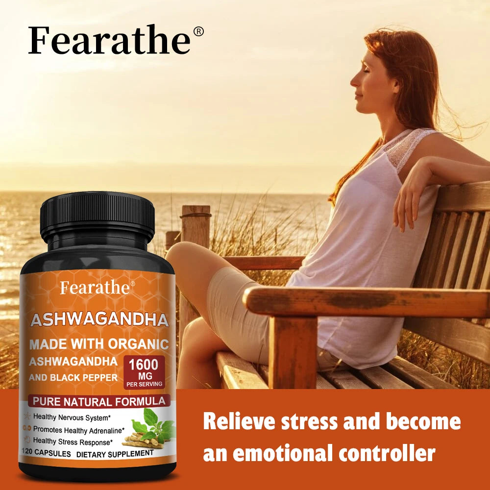 Organic Ashwagandha Root Extract with Black Pepper - Stress Relief