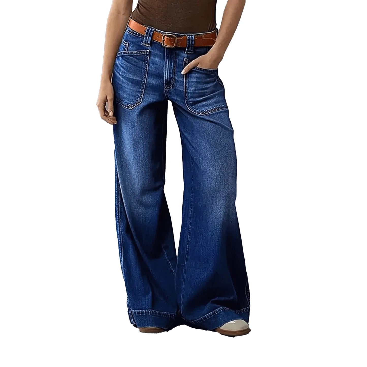 Stylish Women's Loose Straight Jeans | Versatile Stretch Denim Trousers