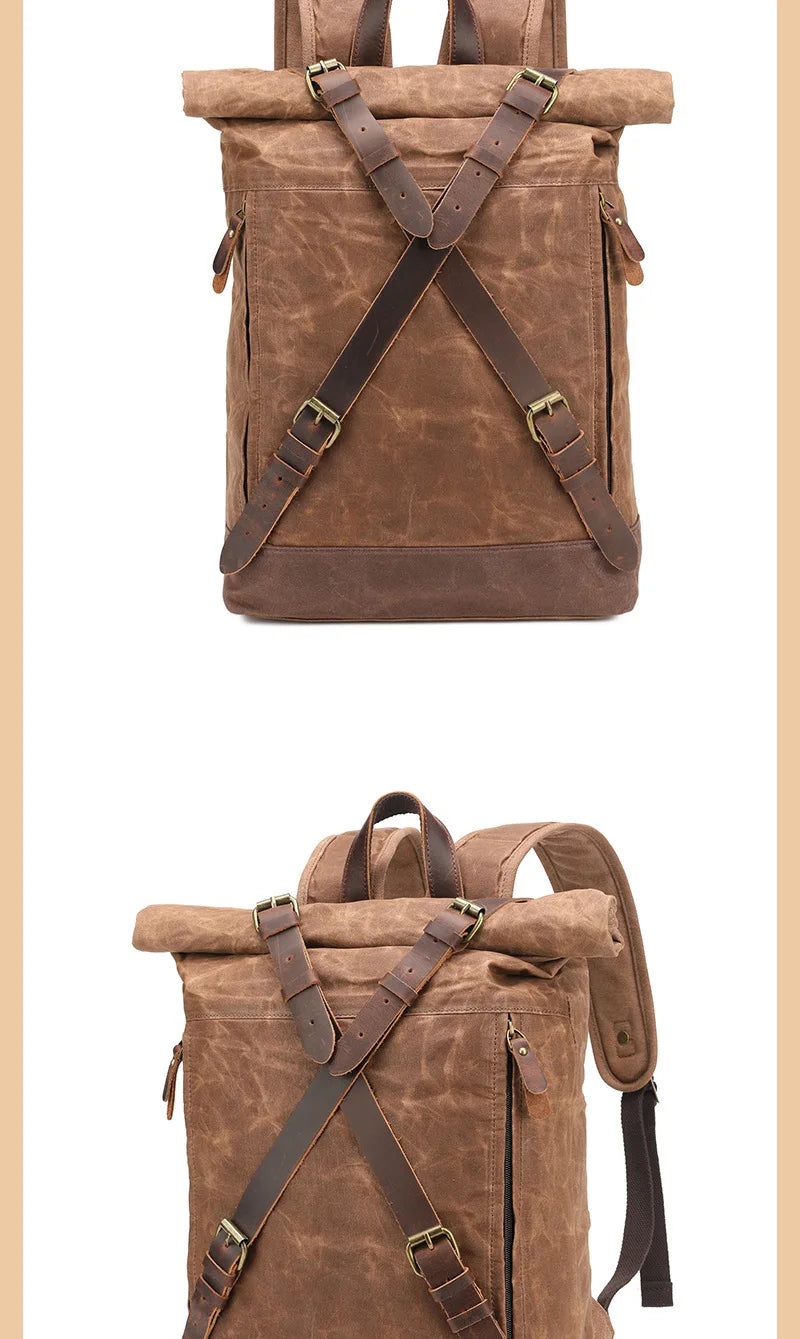 Retro Waterproof Oil Wax Canvas Travel Backpack | Unisex Design