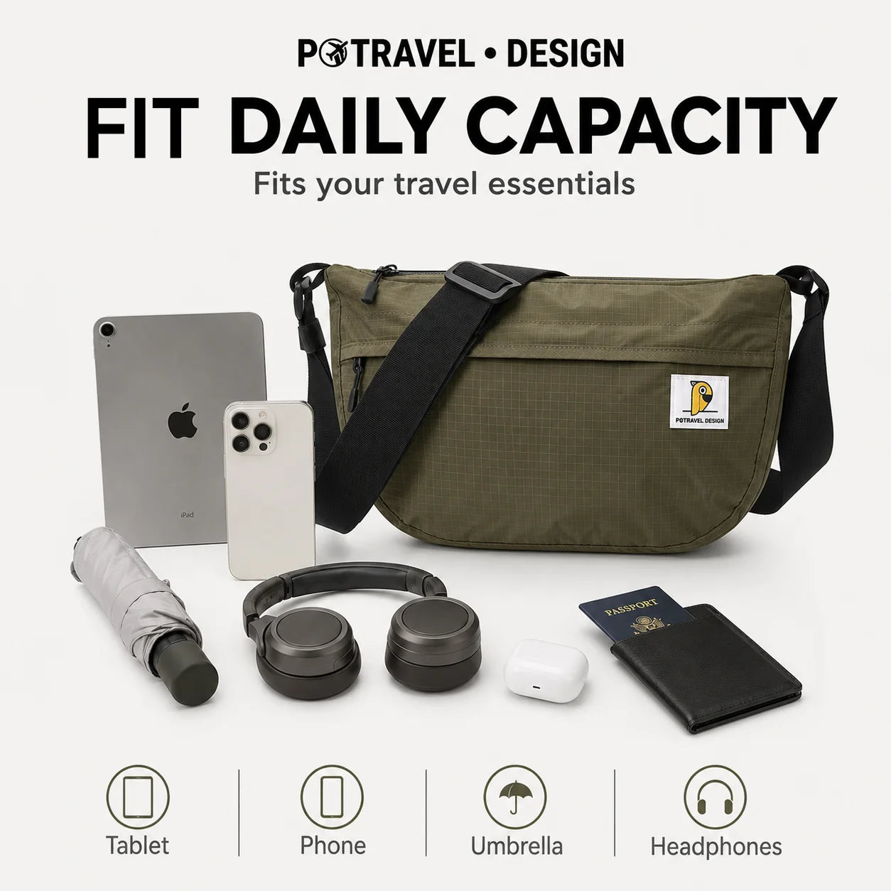 Unisex Casual Crossbody Bag | Large Capacity Fashion Handbag