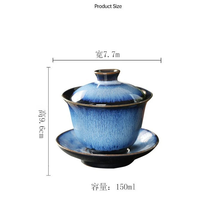 Elegante Juego de Té Kungfu Gaiwan de Cerámica Vintage | Perfecto para Ceremonia