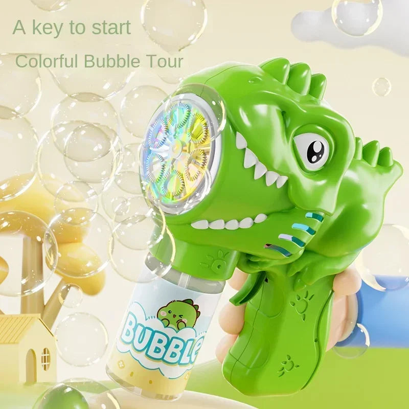 6-Hole Dinosaur Bubble Machine | Fun Electric Bubble Gun Toy