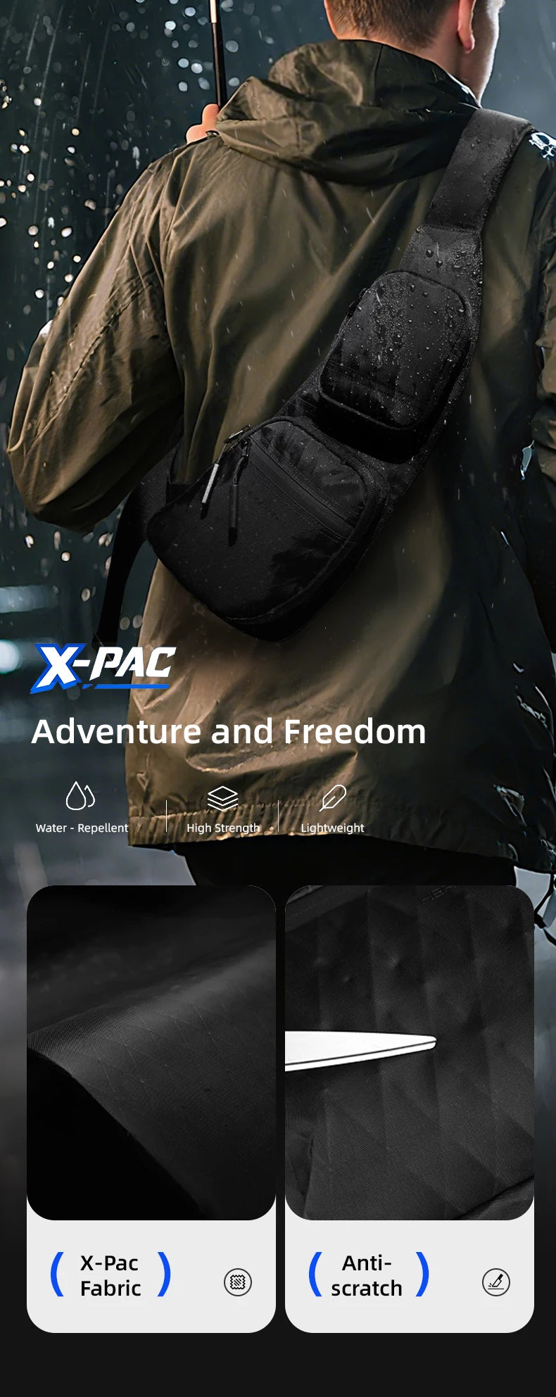 Durable Men's Sling Bag | Waterproof Crossbody & Waist Pack
