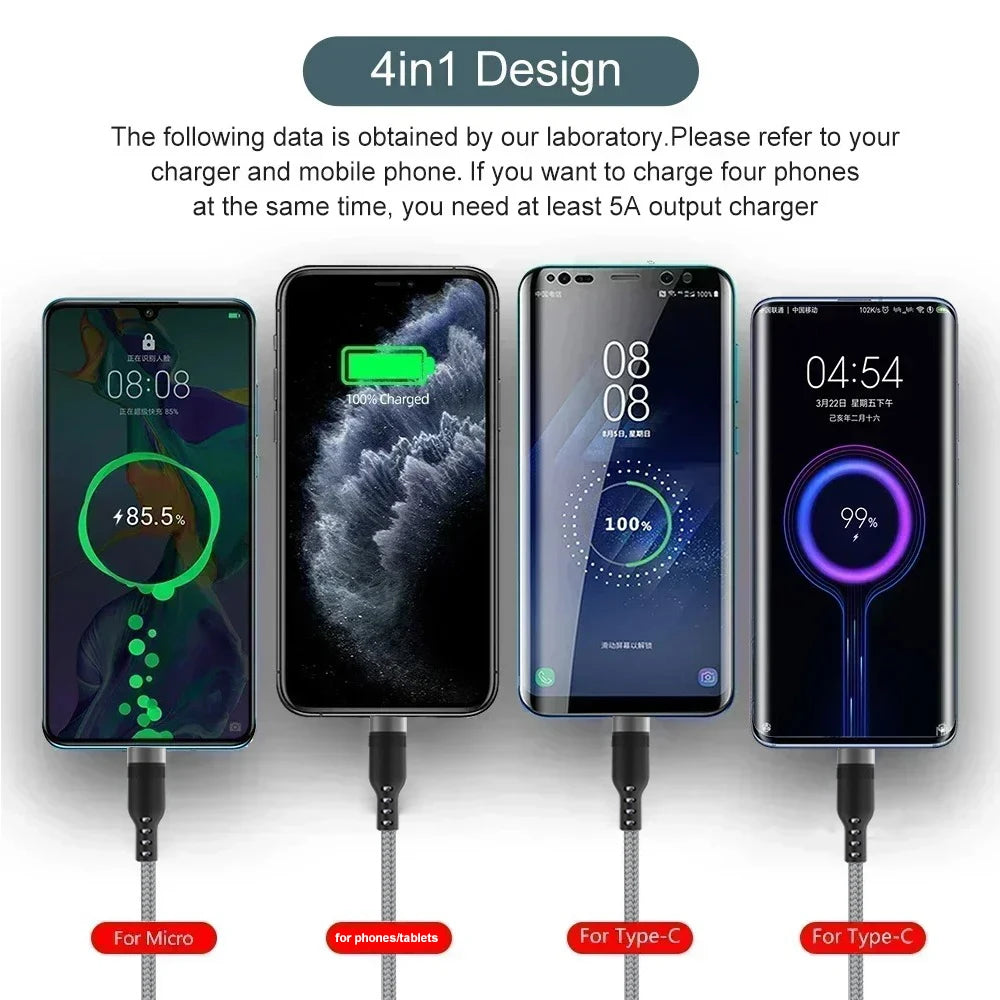 4 in 1 Multi Charger Cable | Fast Charging USB Cable for All Devices