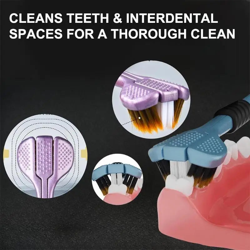 New 1PCS/2PCS/4PCS/8PC Three Sided Soft Bristled Toothbrush Adult Household Cleaning Gingival Protection Advanced Toothbrush