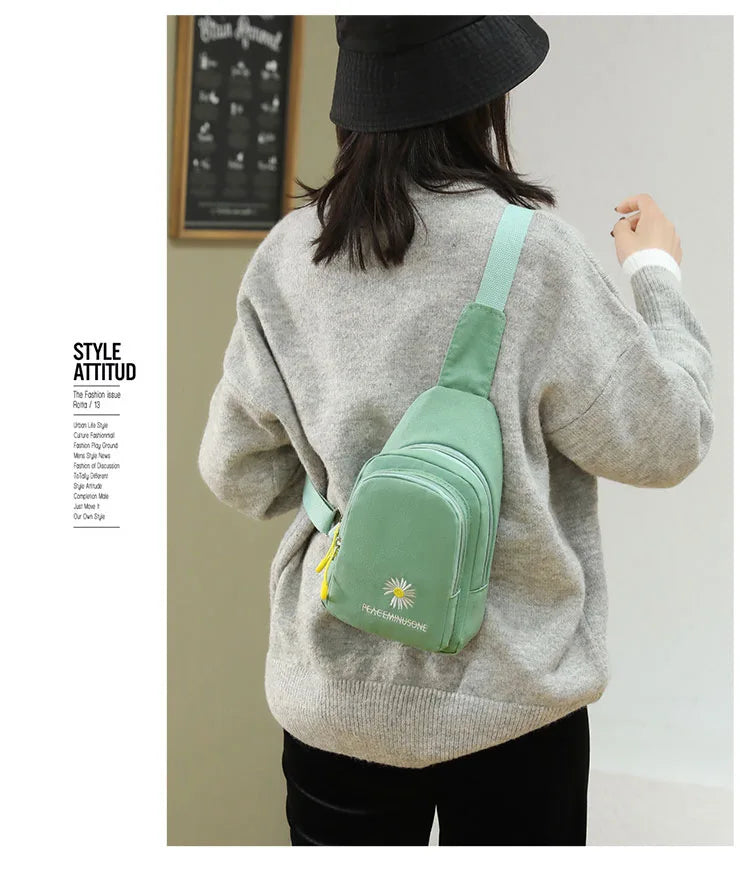 Chic Embroidered Canvas Chest Bags for Women | Versatile Crossbody Style