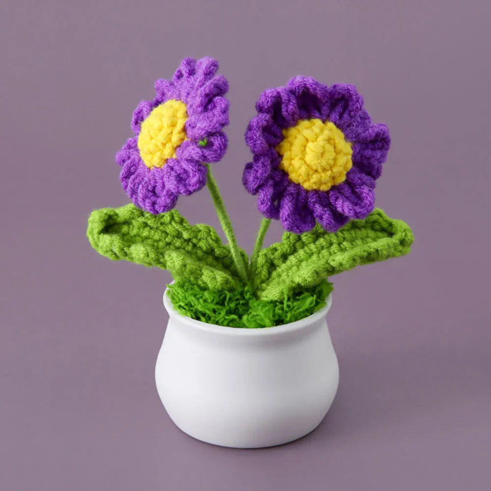 Flores de ganchillo de girasol y tulipán tejidas a mano | Encantadora decoración para el hogar