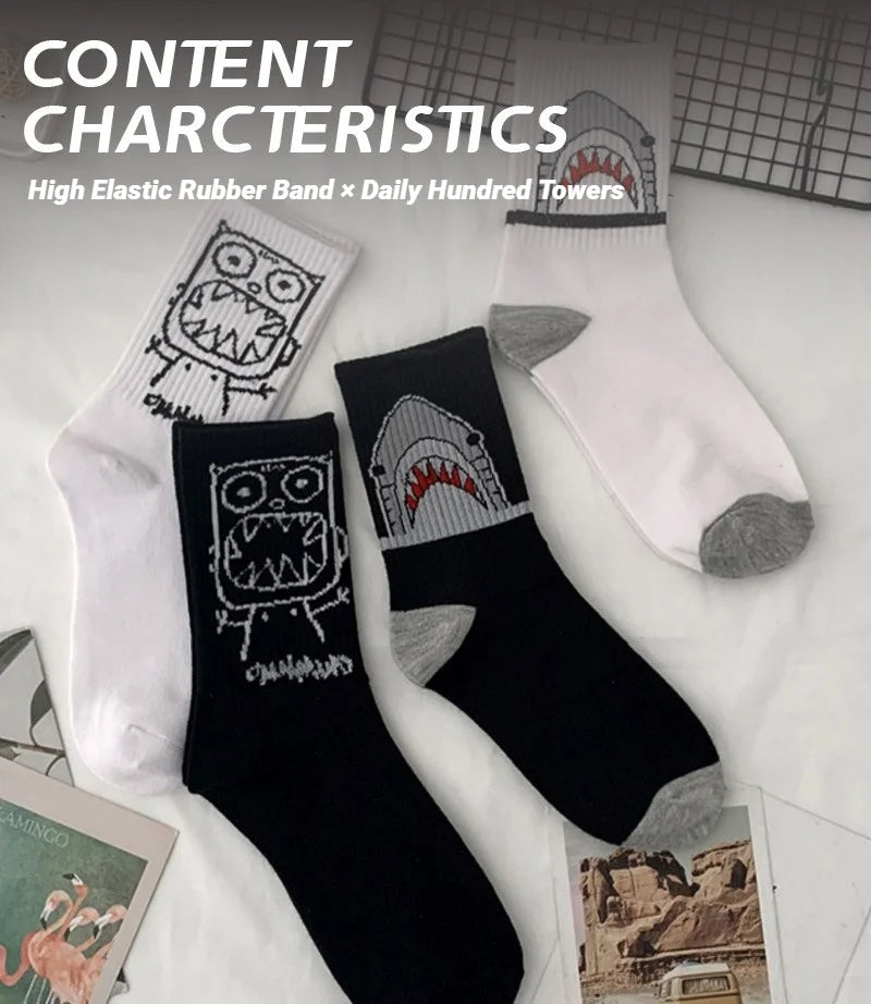 High-Quality Harajuku Shark Socks | Trendy Hip Hop Style