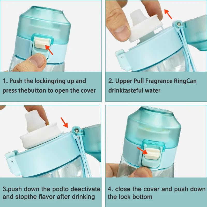 Portable Fruit-Scented Water Bottle with Flavor Pods for Sports