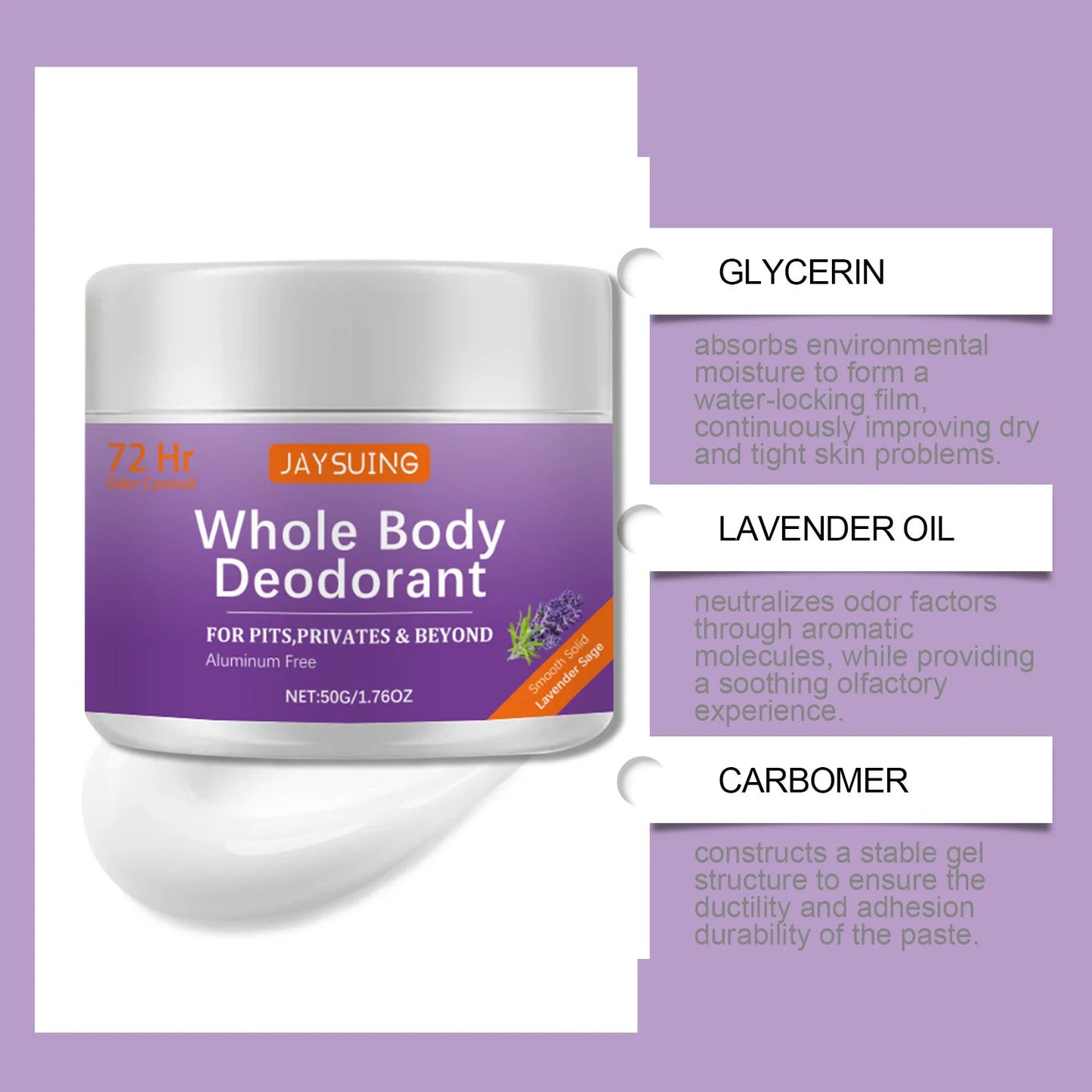 Whole Body Deodorant Cream | Lasting Odor Protection & Refreshing Aroma