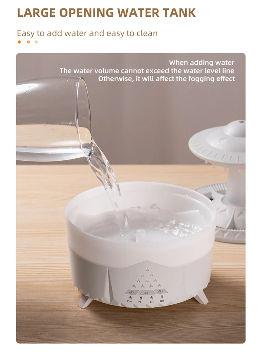Simulated Raindrop Air Humidifier | Essential Oil Diffuser with Lights
