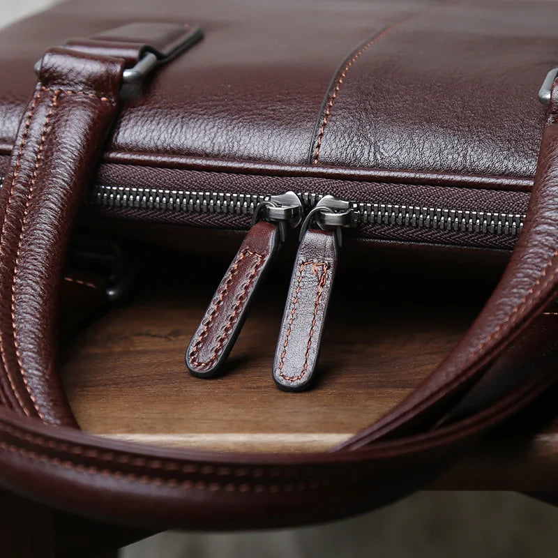 Men's Casual Leather Briefcase | Stylish Business Handbag