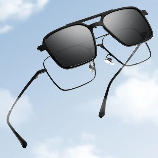 Gafas de sol polarizadas clásicas con clip para hombre | Estilo aviador retro