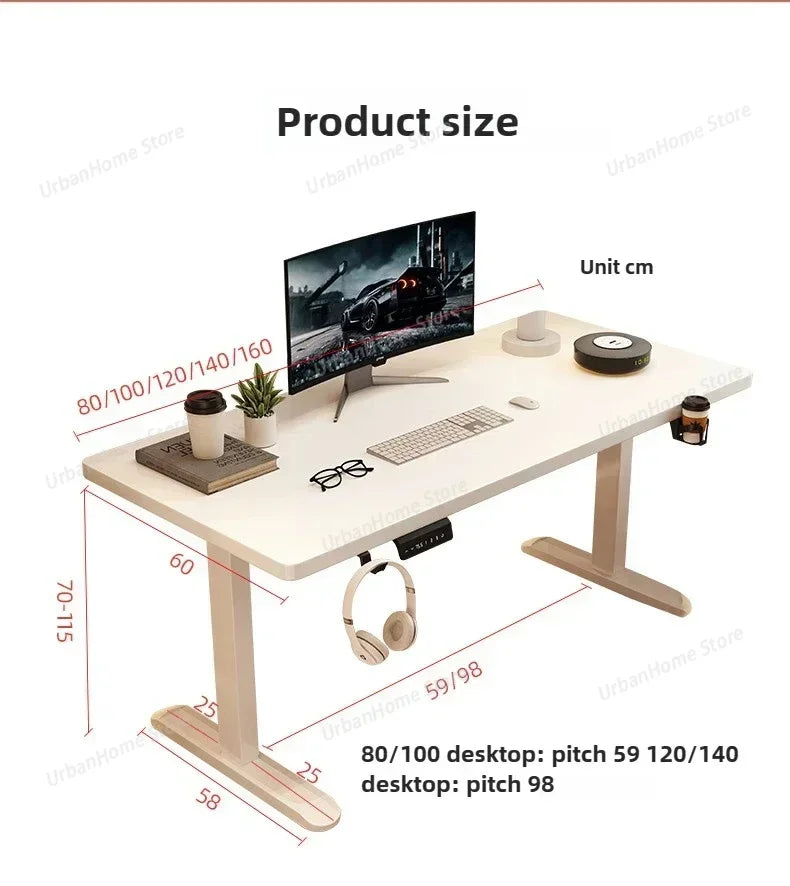 Solid Wood Electric Lifting Table | Versatile Office & Gaming Desk