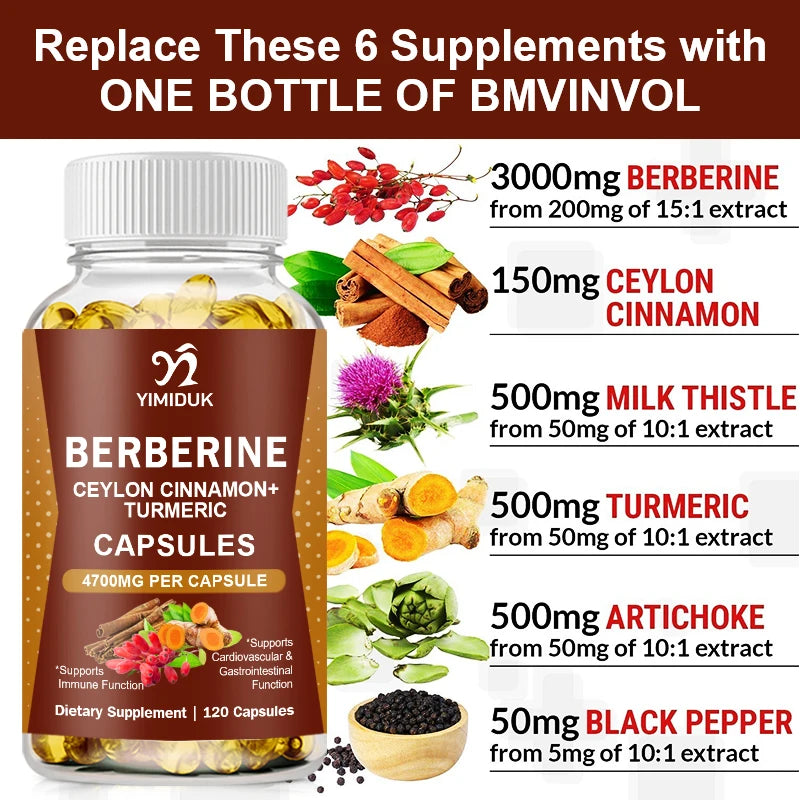 Berberine 4700 Mg Supplement with Ceylon Cinnamon | Heart & GI Support