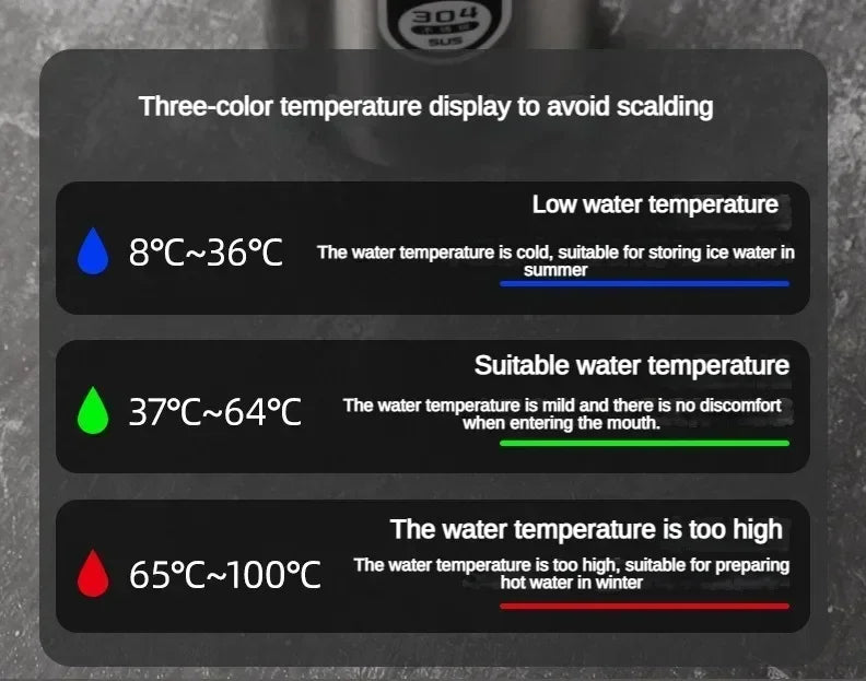 Stainless Steel Vacuum Flask with LED Temperature Display | 500ML-1L
