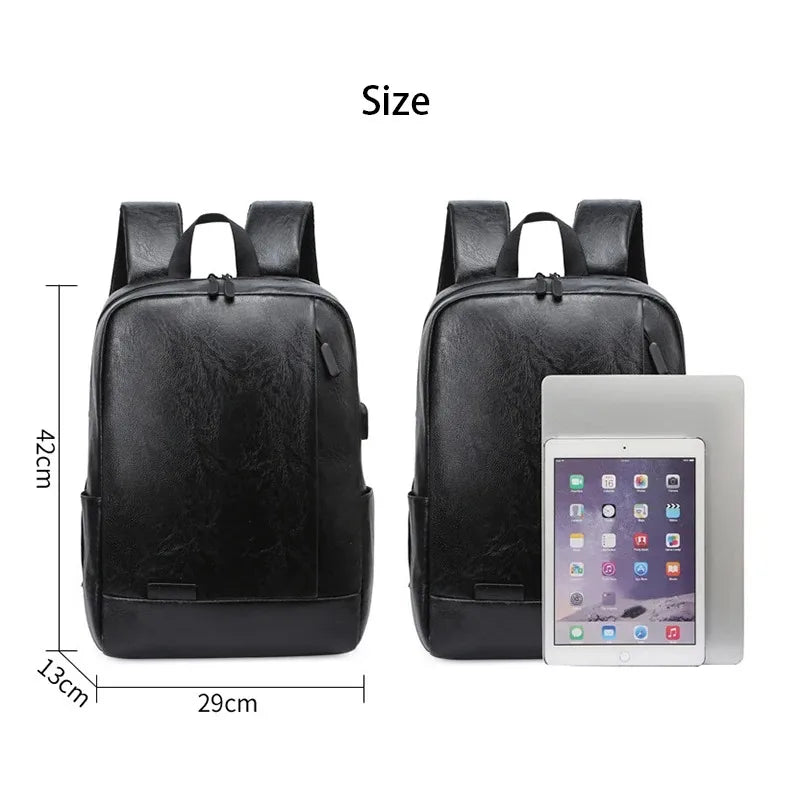 Men's Executive PU Leather Backpack | Stylish Office & Travel Bag
