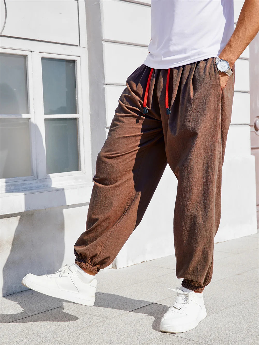 Men's Loose Fit Harem Pants | Cozy Cotton-Linen Lounge Joggers