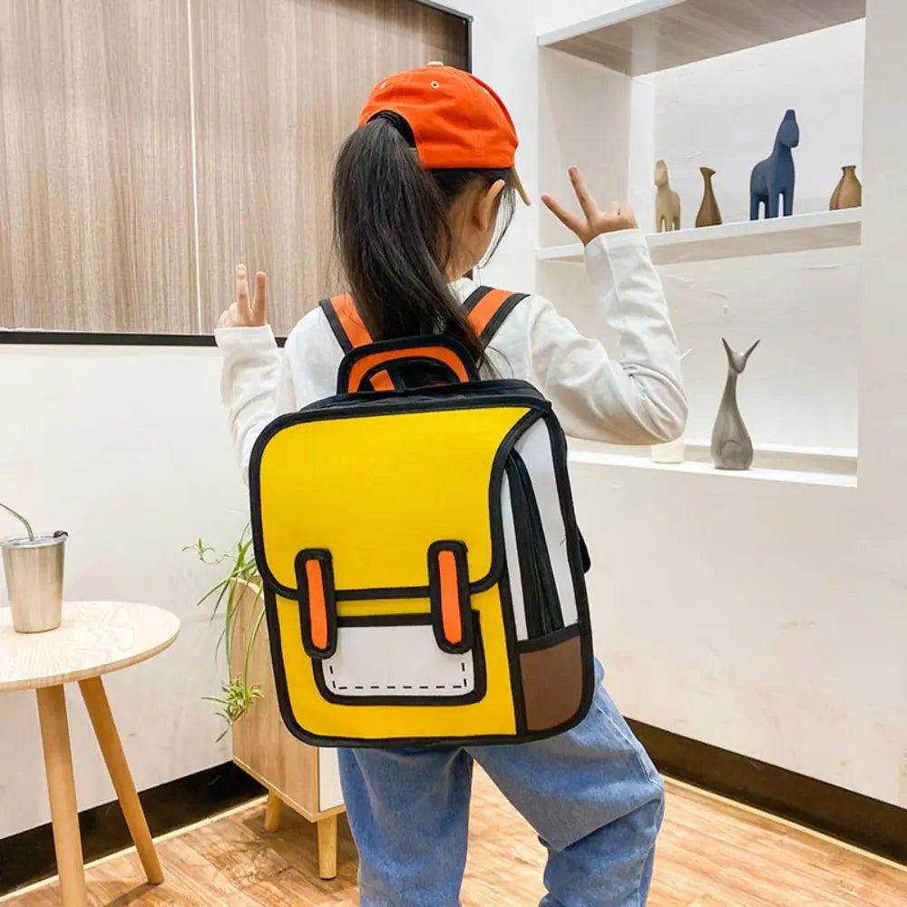 Trendy 2D Comic Print Student Schoolbag | Adjustable Large Capacity Backpack
