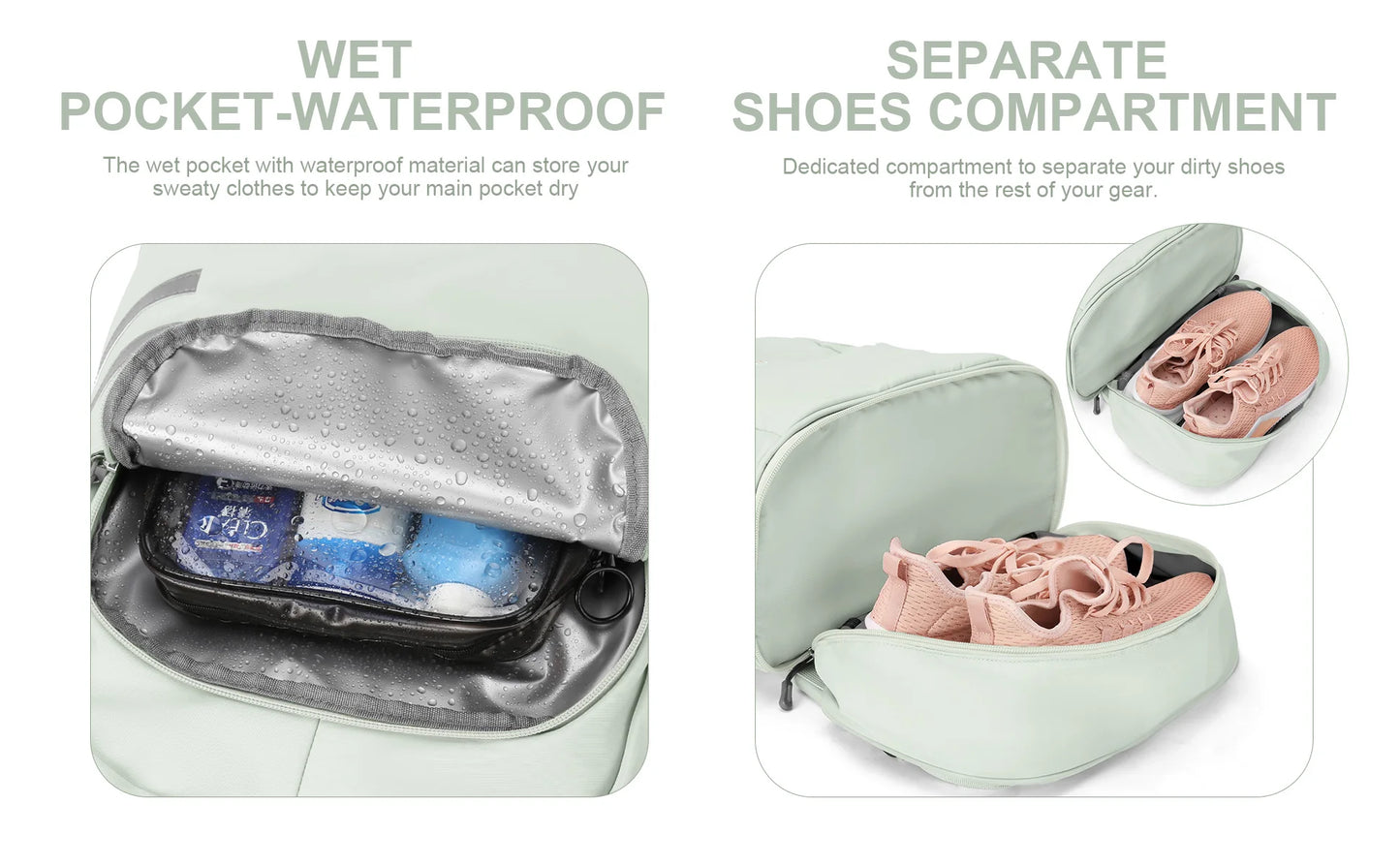 Women's Large Gym Backpack with Shoe Compartment | Waterproof Travel Bag