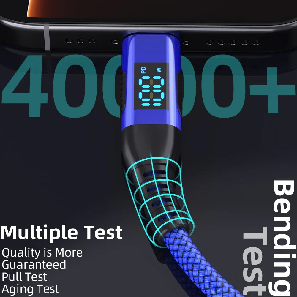 100W PD Fast Charging Type C to C Cable with LED Display