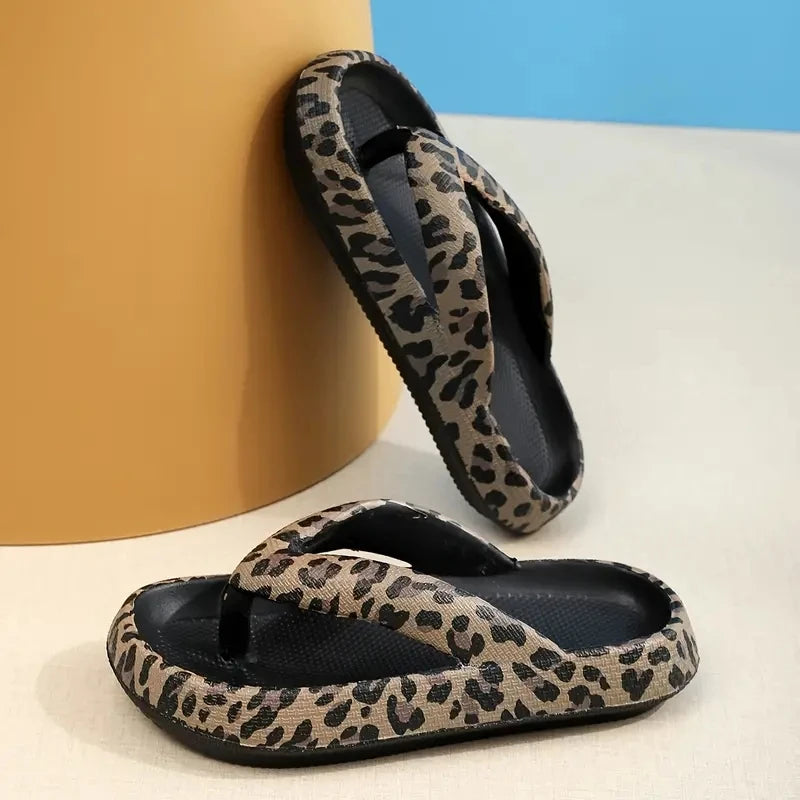 Women's Retro Leopard Print EVA Slides | Comfortable Slip-On Sandals