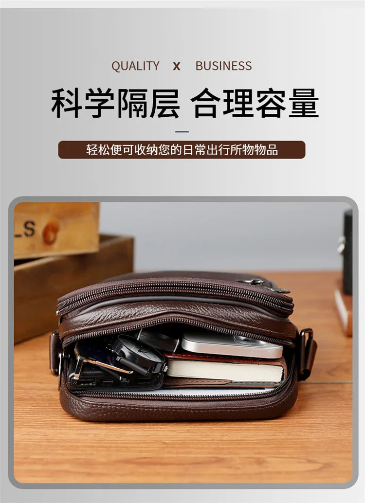 Men's Casual Sling Messenger Bag | Genuine Leather Crossbody