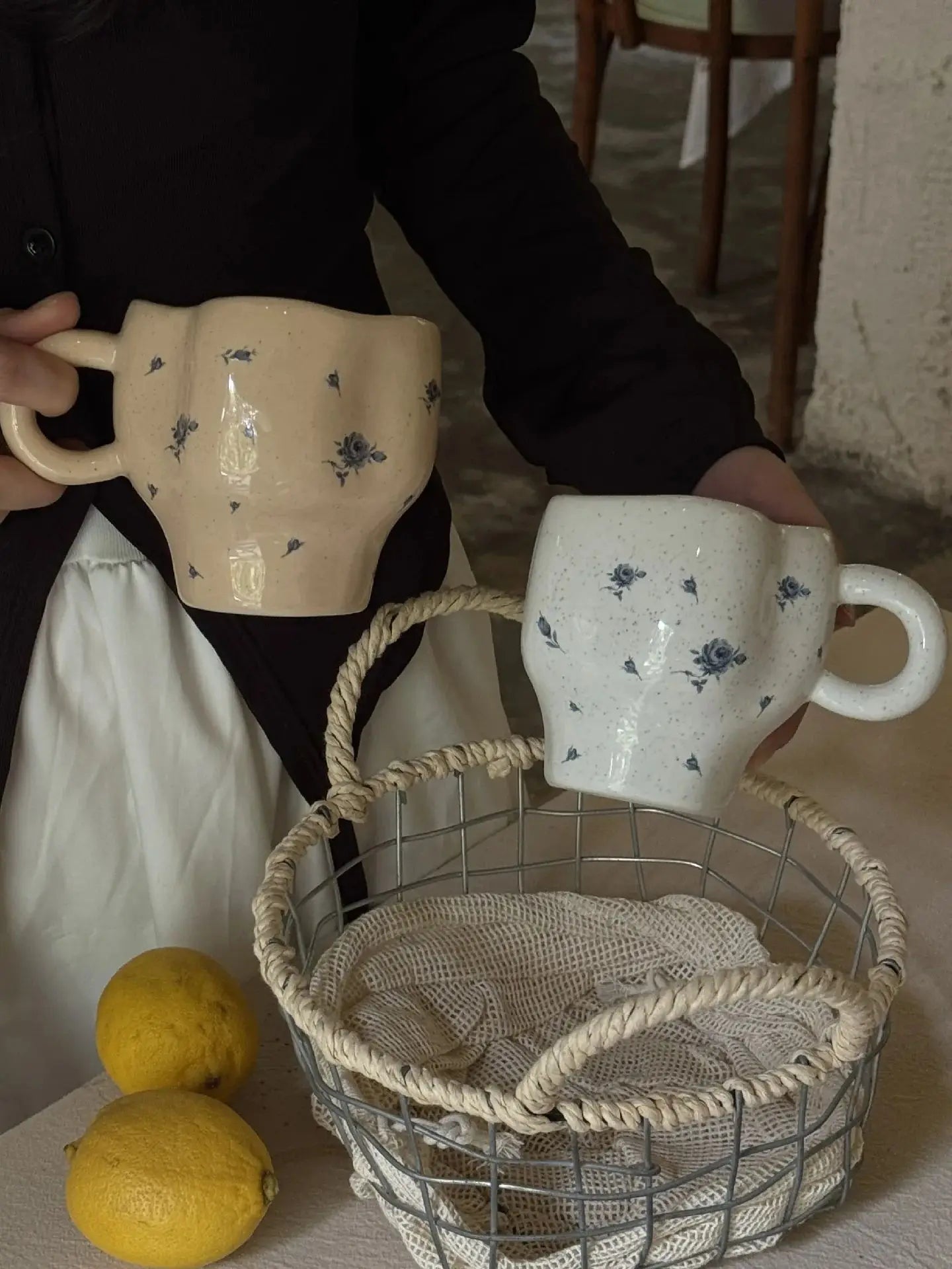 Handmade Blue Rose Ceramic Mug | Elegant Drinkware for All