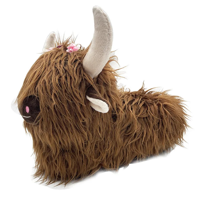 Highland Cattle Plush Slippers | Cozy Kawaii Animal Slides