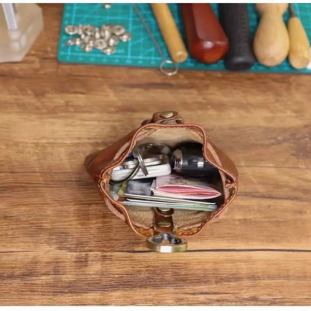 Compact Vintage Drawstring Key Wallet Mini Retro Pouch Change Purse Keychain Medieval Jewelry Storage Bag Housekeeper Use