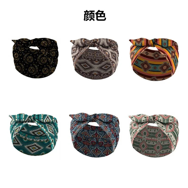 Bohemian Printed Rabbit Ear Elastic Headband | Stylish Accessory