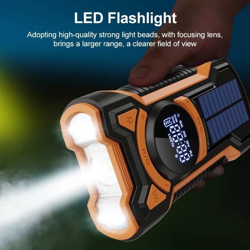 Portable Solar Emergency Weather Radio | Hand Crank & Bluetooth