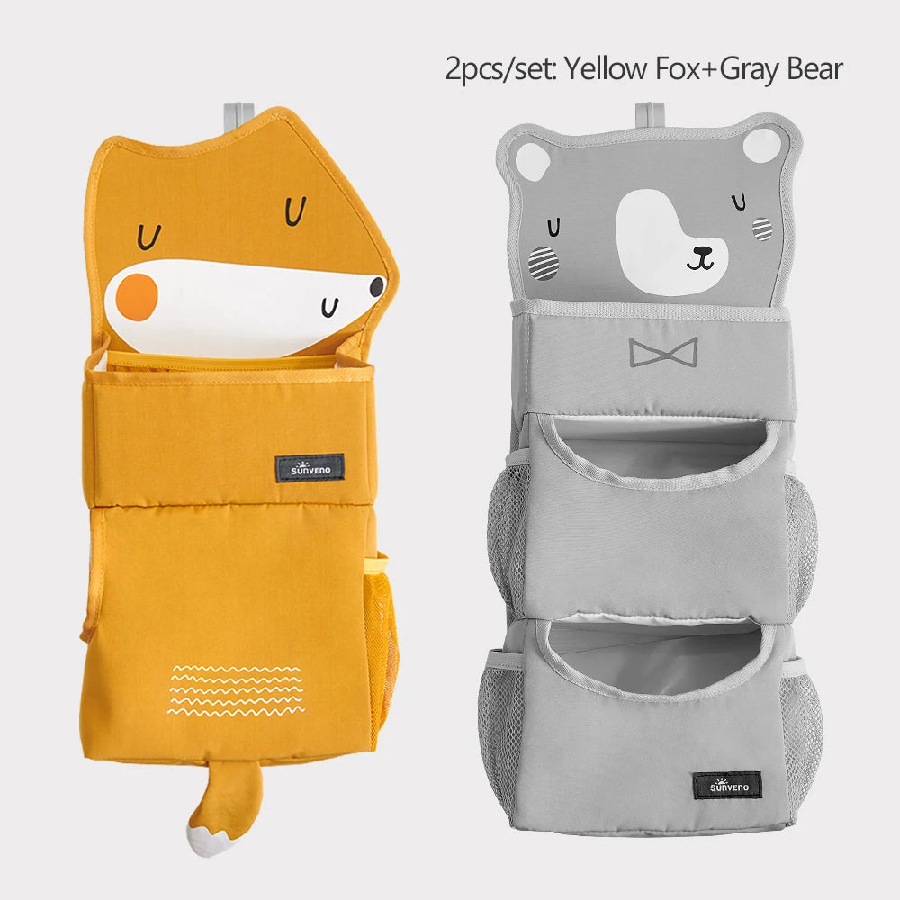 Cartoon Baby Crib Hanging Storage Bag | Multi-functional Organizer