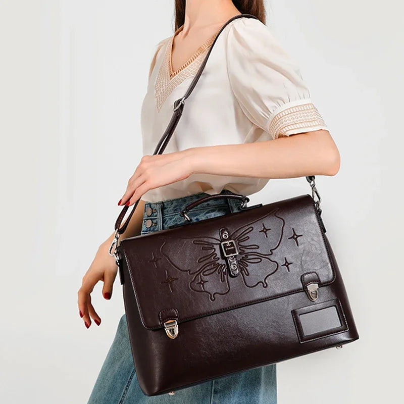 Stylish Cowhide Women's Backpack | Large Capacity Leather Bag