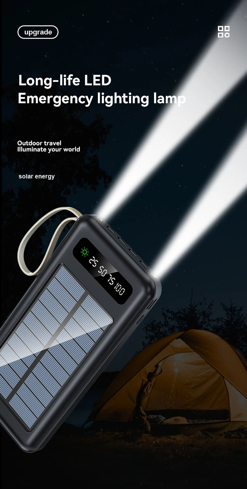 200000mAh Solar Power Bank | Fast Charging Portable Battery