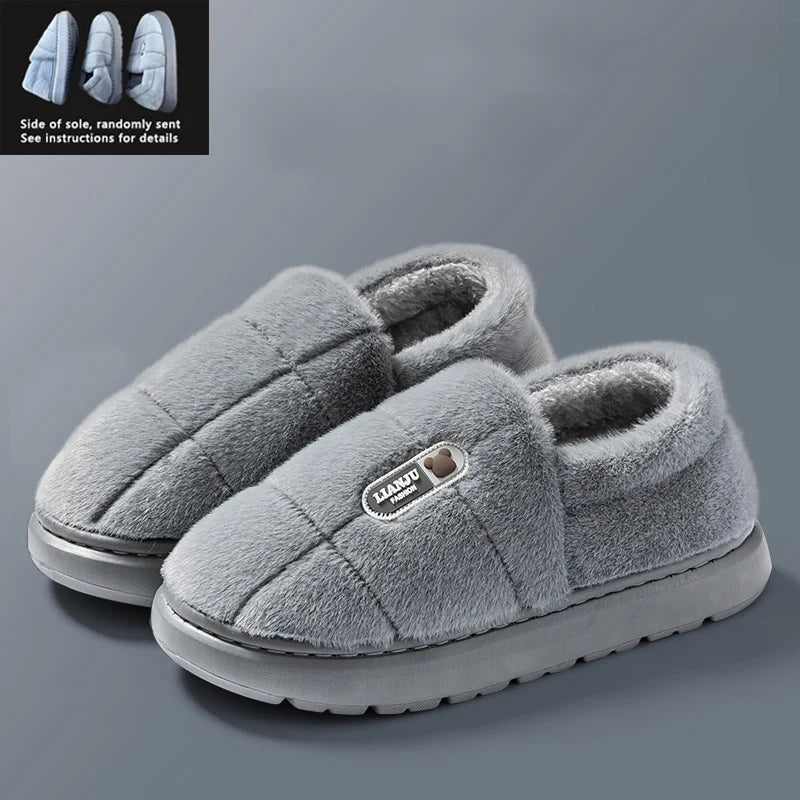 Men's Plush Winter Slippers | Cozy Non-Slip Warm Home Shoes