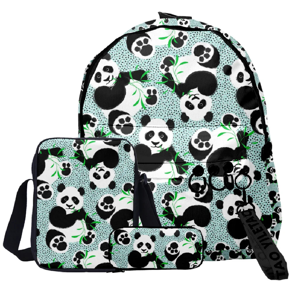 Anime Panda Print Backpack | Trendy School Bag for Kids