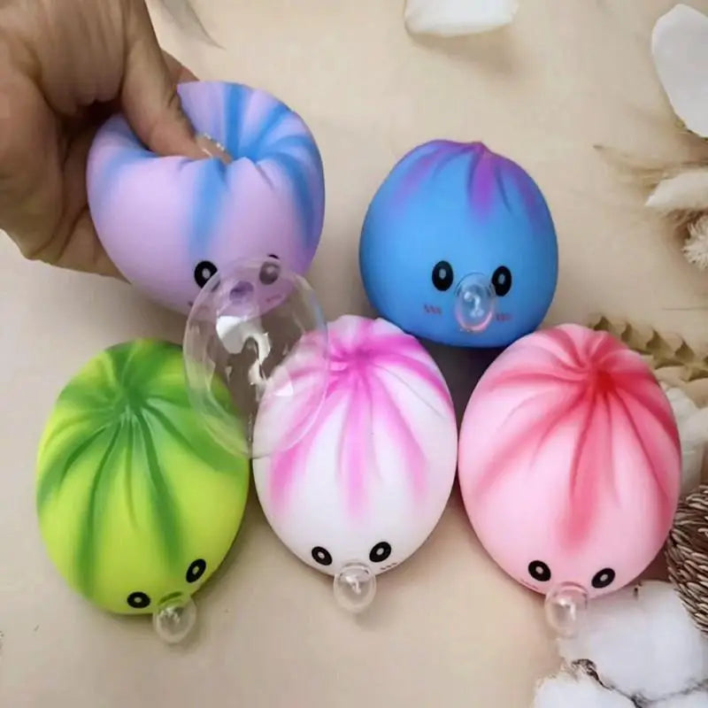 Cute Bubble Spitting Dumpling Squishy Slow Rebound Stress Relief Squeeze Fidget Toy