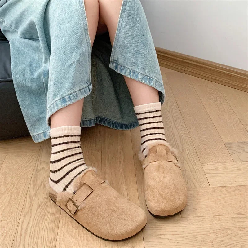 Cozy Winter Fur Clogs Slippers for Women | Plush Indoor/Outdoor