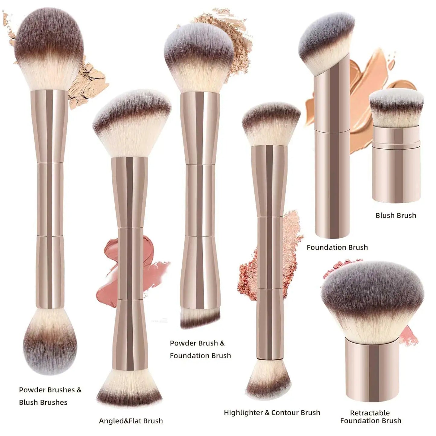 7pcs Double Sided Kabuki Makeup Brush Set | Flawless Finish