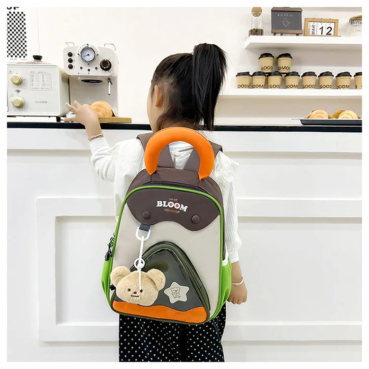 Lightweight Contrast Color Kindergarten Backpack | Cute Stylish Kids Bag
