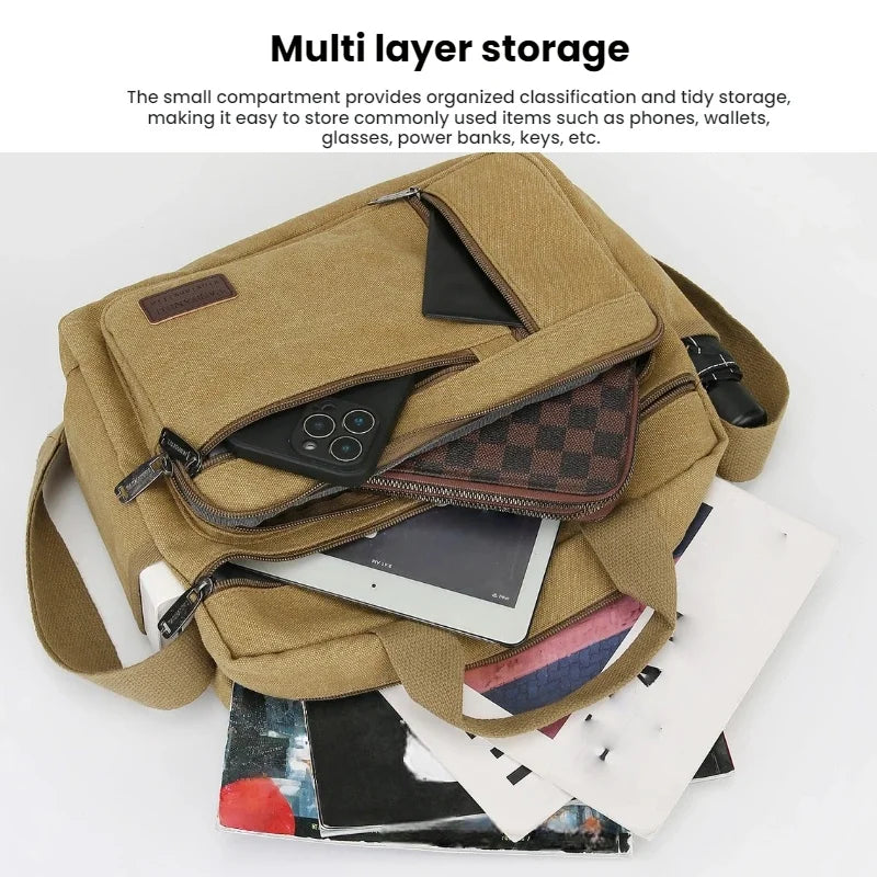 Men's Casual Canvas Shoulder Bag | Lightweight Crossbody Tote