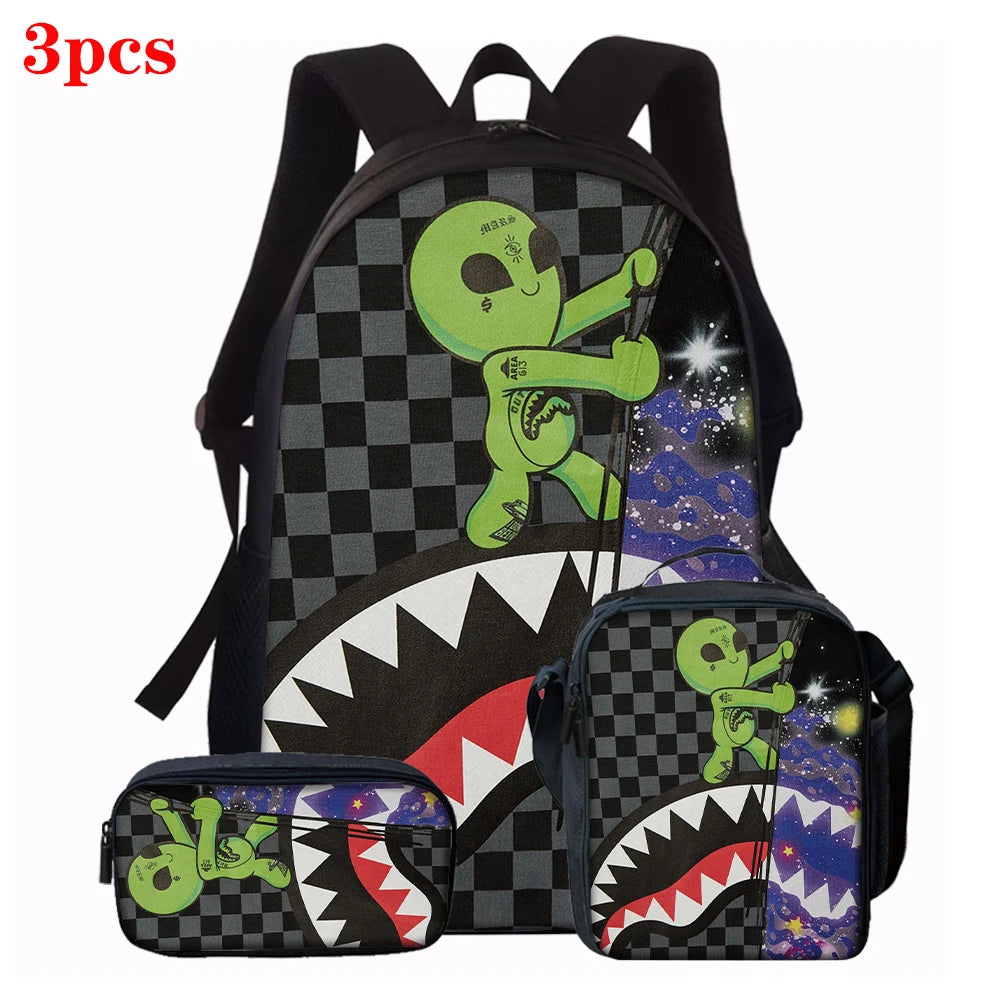 Trendy Shark Graphic Backpack Set | Ideal for School & Adventures