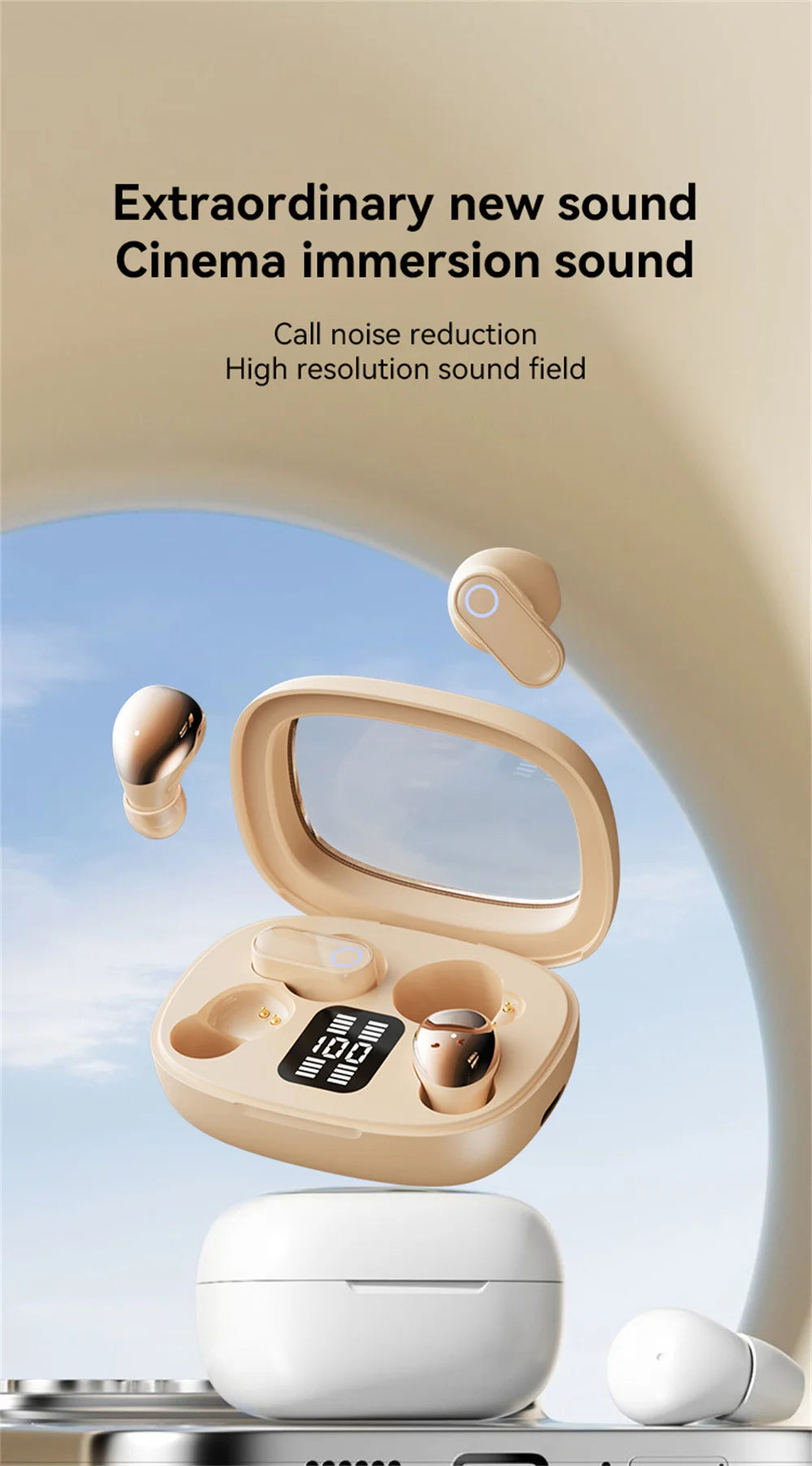 Fashion Plated In-ear Wireless Dual-Earphone Sports Earplugs Long Battery Life ENC Noise Reduction HD Call Couple Creative Gift