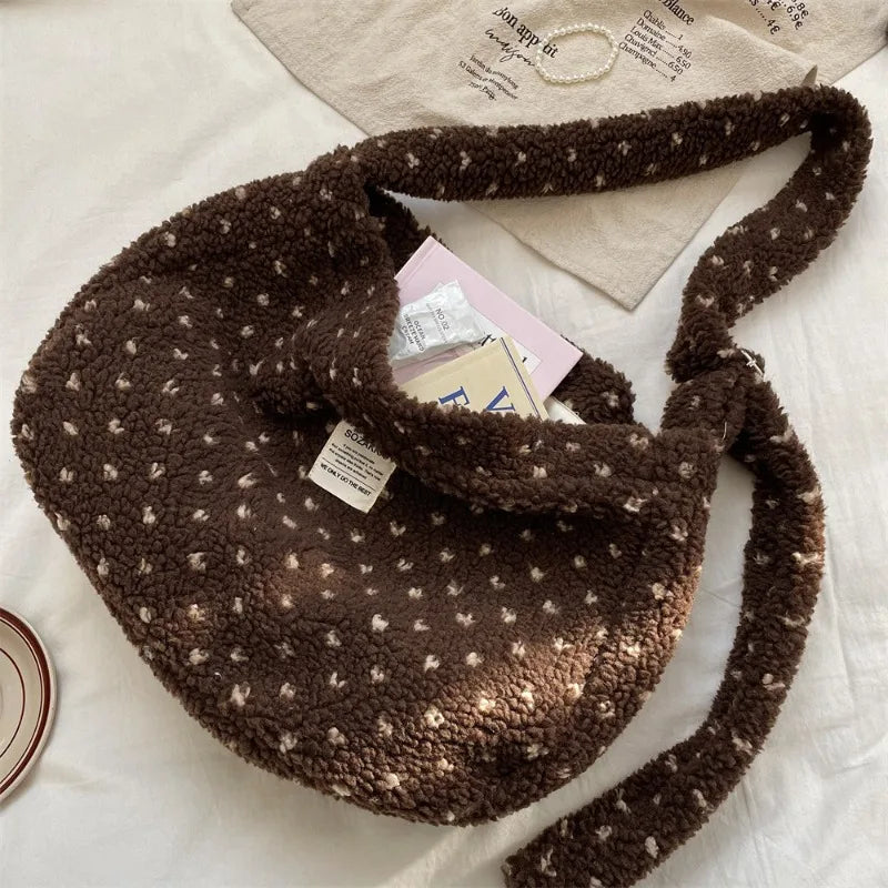 Cozy Plush Love Crossbody Bag | Stylish Large Capacity Handbag