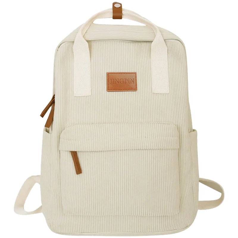 Trendy Multi-Color Corduroy Backpack | Casual Versatile School Bag