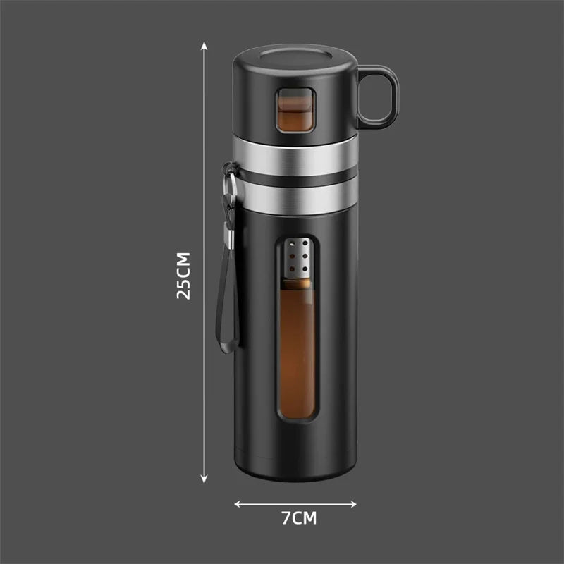 520ML Glass Tea Water Bottle with Tea Infuser | Travel Tumbler