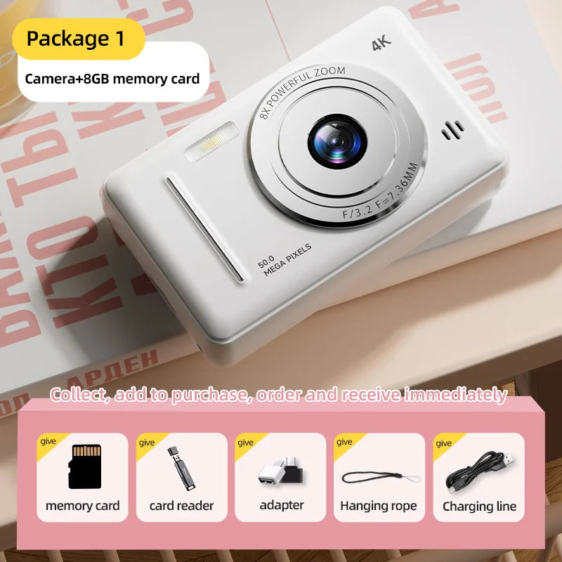 Portable 4K CCD Retro Digital Camera | 50MP Autofocus Photography