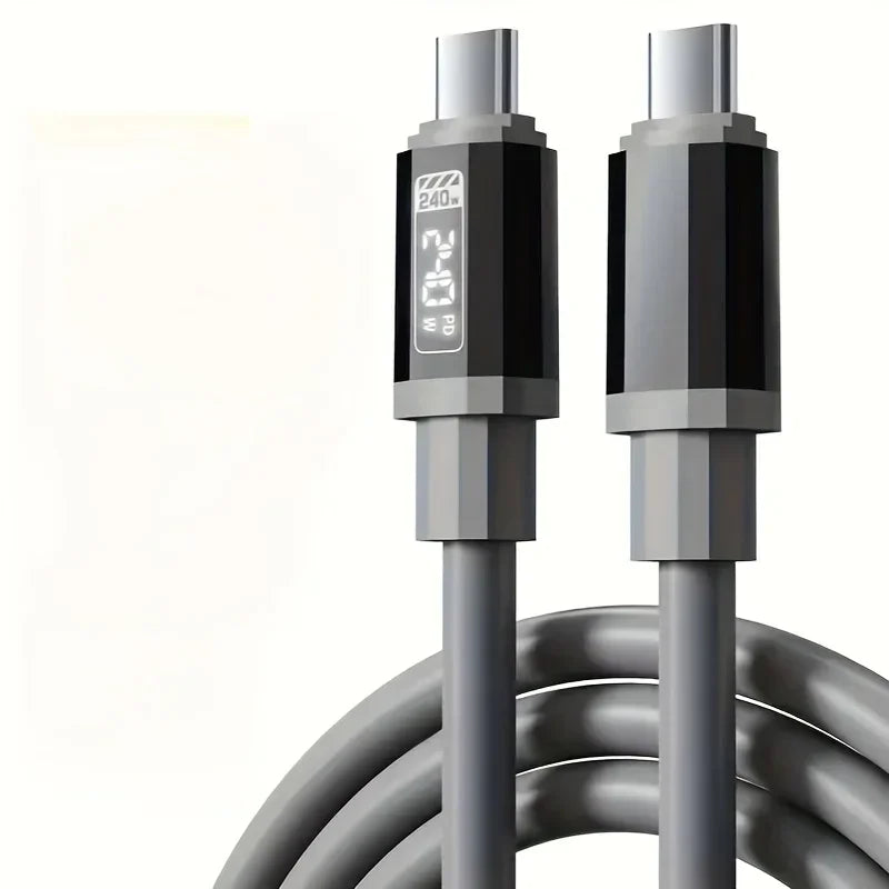 240W Fast Charging USB A C Cable with Power Display | Universal Compatibility